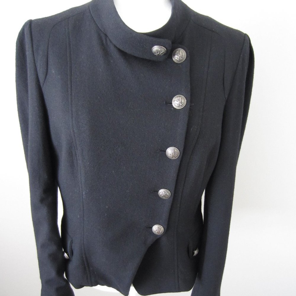 Terri John Military Jacket, Black Wool, Size 12
